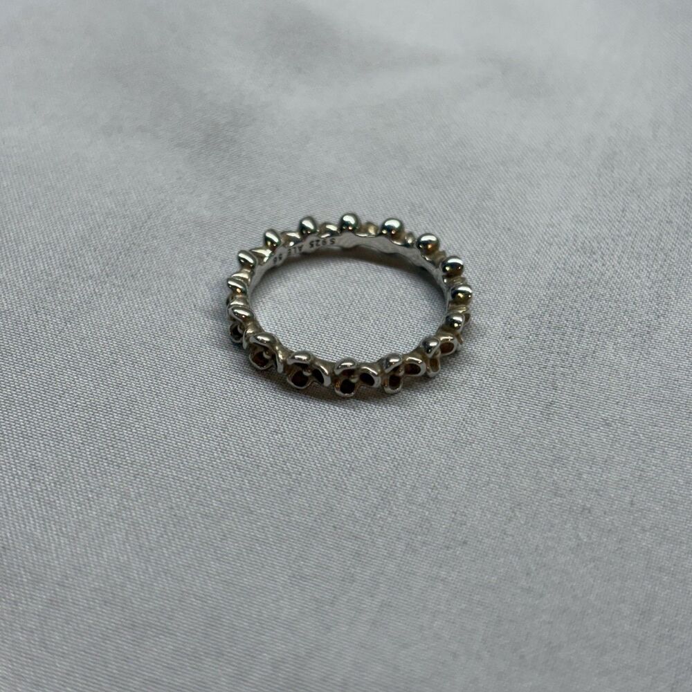 FLORAL ELEGANCE Authentic PANDORA St Silver STACKABLE BAND Ring Sz 7.5 925 - Picture 6 of 12